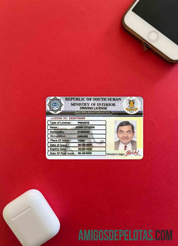 Sudan Selatan Surat Izin Mengemudi tampilan foto depan makering