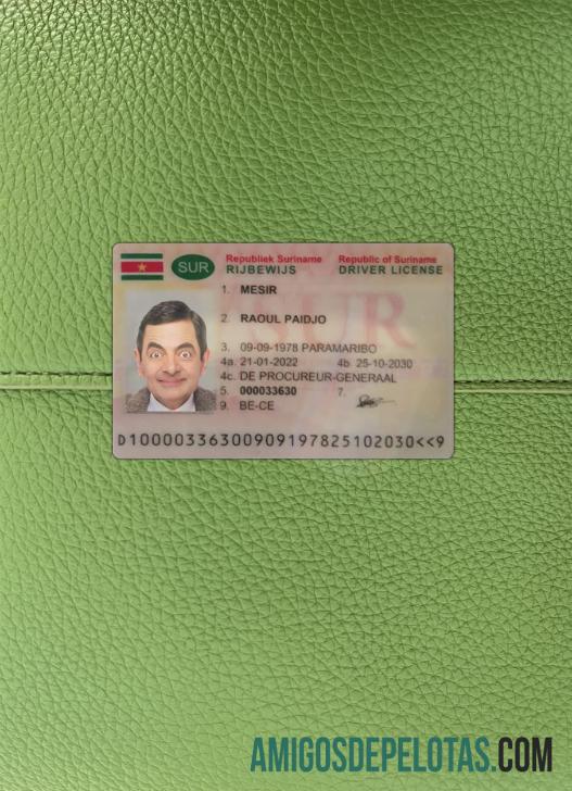 Suriname Surat Izin Mengemudi 2022 sekarang tampilan foto depan templat