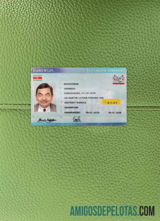 Suriname Surat Izin Mengemudi tampilan foto depan templat