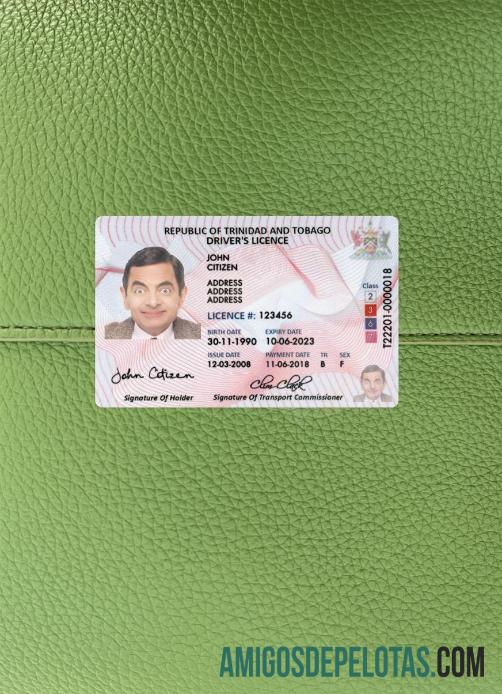 Trinidad dan Tobago Surat Izin Mengemudi tampilan foto depan makering