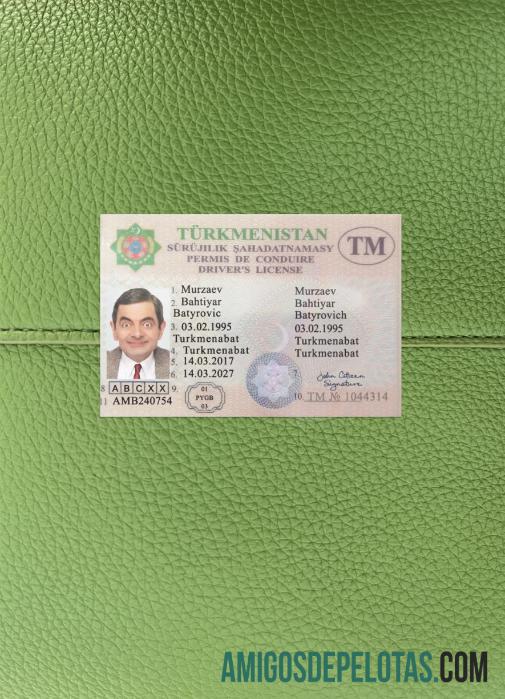 Turkmenistan Surat Izin Mengemudi tampilan foto depan sampel