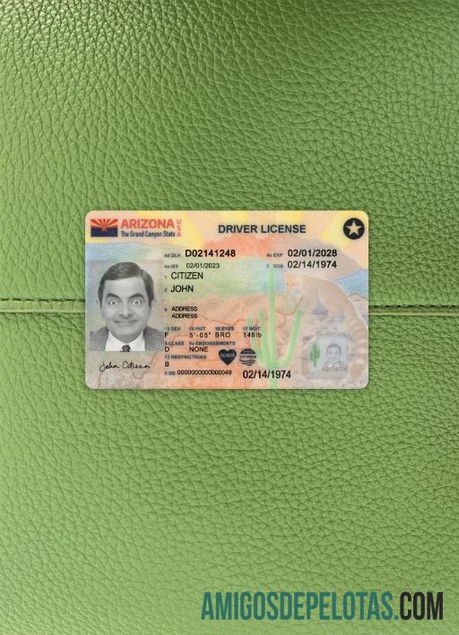 AS Arizona Surat Izin Mengemudi 2023 sekarang tampilan foto depan sampel