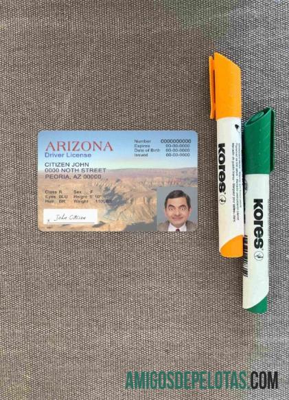 AS Arizona Surat Izin Mengemudi versi 2 tampilan foto depan sampel