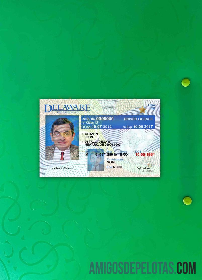 AS Delaware Surat Izin Mengemudi versi 2 tampilan foto depan templat