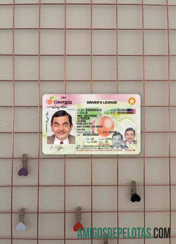 AS Georgia Surat Izin Mengemudi (2017 2019) tampilan foto depan sampel