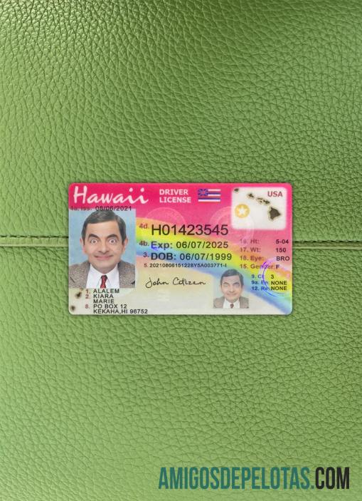 AS Hawaii Surat Izin Mengemudi 2021 sekarang tampilan foto depan desain