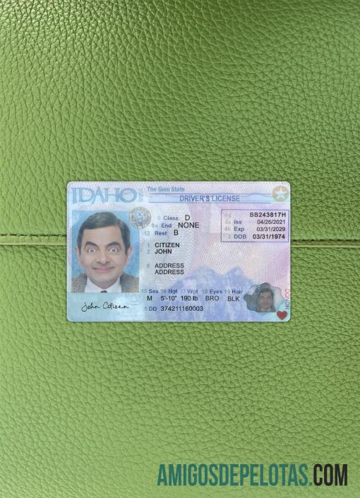 AS Idaho Surat Izin Mengemudi 2021 sekarang tampilan foto depan desain