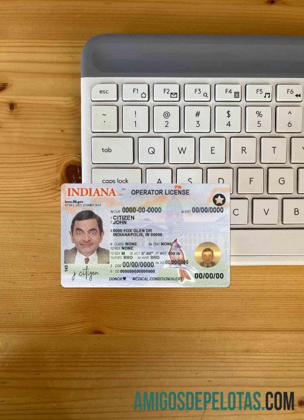 Berkualitas AS Indiana mengemudi (operator) lisensi templat in PSD format (2019 ΓÇô sekarang) tampilan foto depan