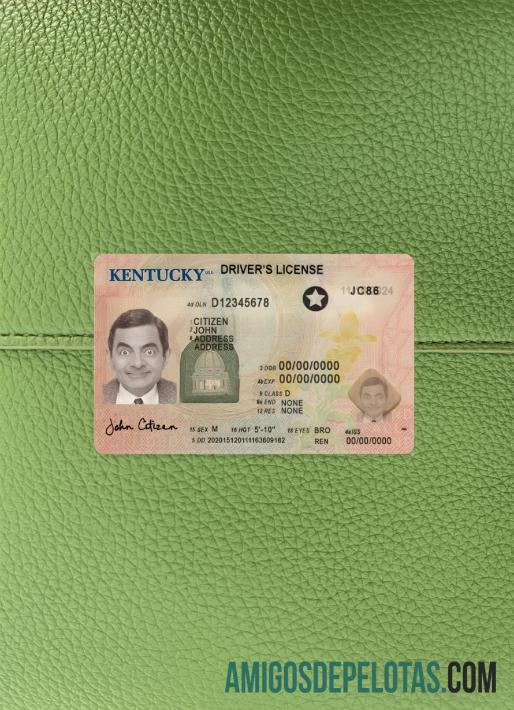 AS Kentucky Surat Izin Mengemudi 2020 sekarang tampilan foto depan sampel