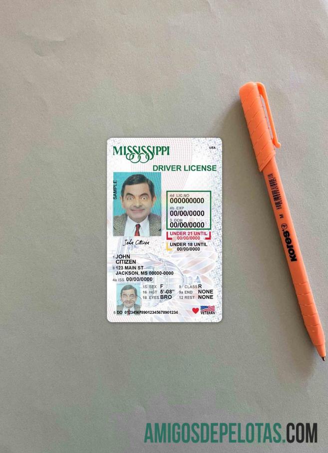 AS Mississippi Surat Izin Mengemudi under 21 tampilan foto depan desain