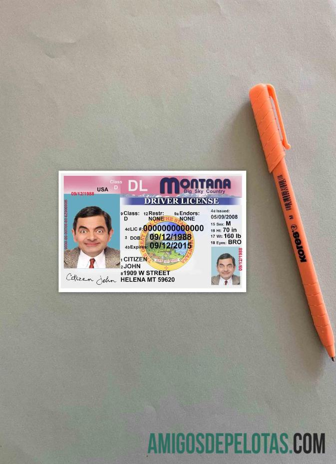 AS Montana Surat Izin Mengemudi versi 2 tampilan foto depan sampel