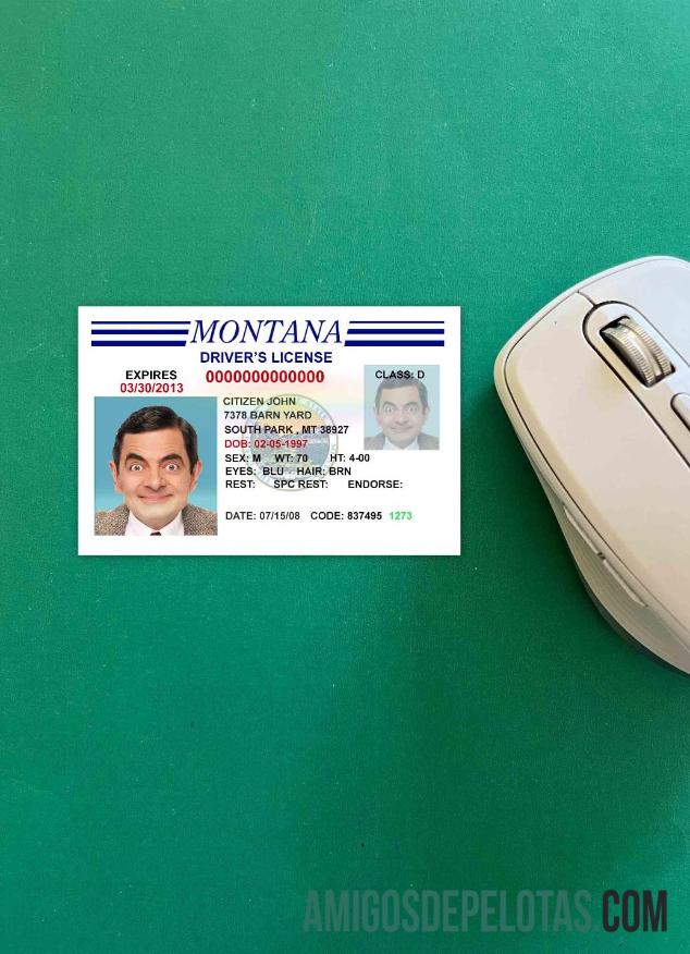 AS Montana Surat Izin Mengemudi versi 3 tampilan foto depan desain