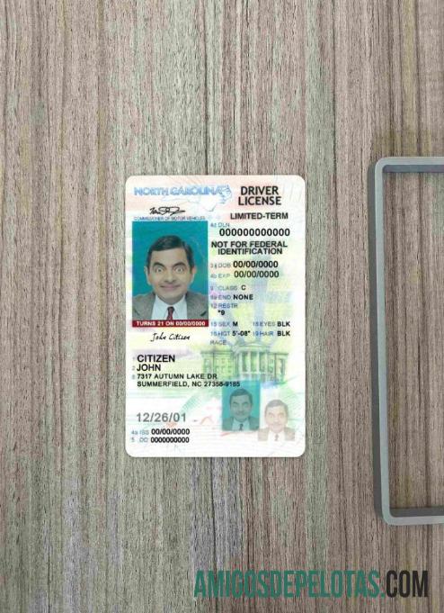 AS North Carolina Surat Izin Mengemudi under 21 tampilan foto depan desain