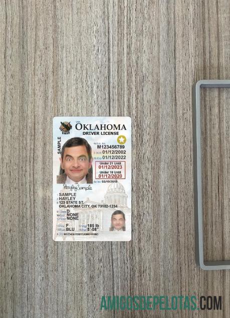 AS Oklahoma under 21 Surat Izin Mengemudi 2020 sekarang tampilan foto depan desain