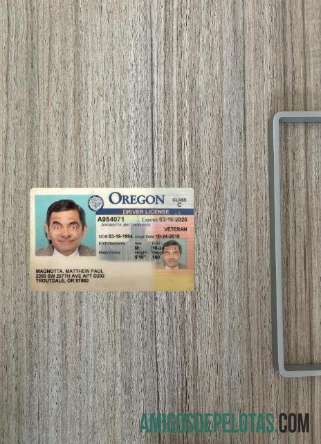 AS Oregon Surat Izin Mengemudi 2018 sekarang tampilan foto depan pratinjau