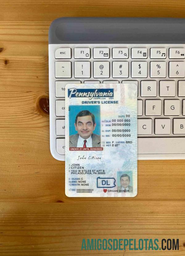 AS Pennsylvania Surat Izin Mengemudi under 21 21 tampilan foto depan templat