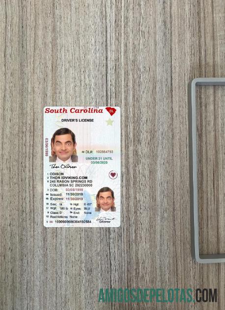 AS South Carolina under 21 Surat Izin Mengemudi tampilan foto depan desain