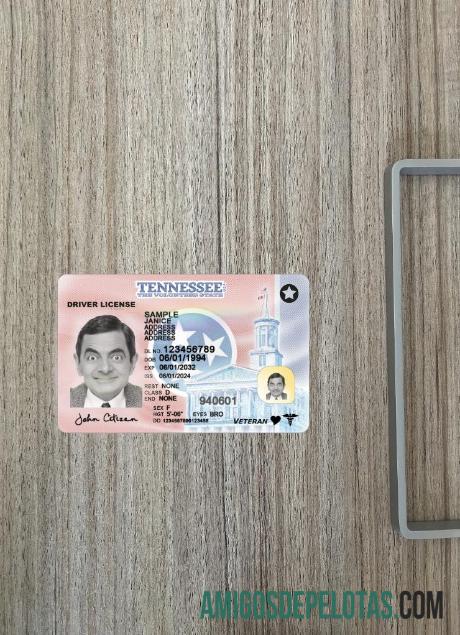 AS Tennessee Surat Izin Mengemudi 2024 sekarang tampilan foto depan sampel