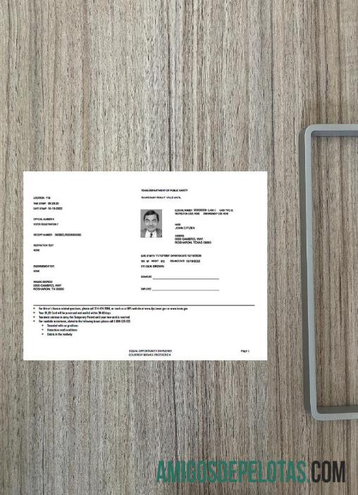 AS Texas Surat Izin Mengemudi temporary izin tampilan foto makering