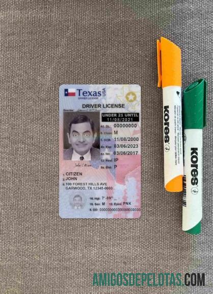 AS Texas Surat Izin Mengemudi under 21 tampilan foto depan sampel