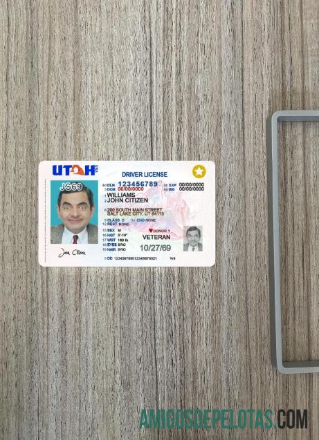 AS Utah Surat Izin Mengemudi 2021 sekarang versi 2 tampilan foto depan templat
