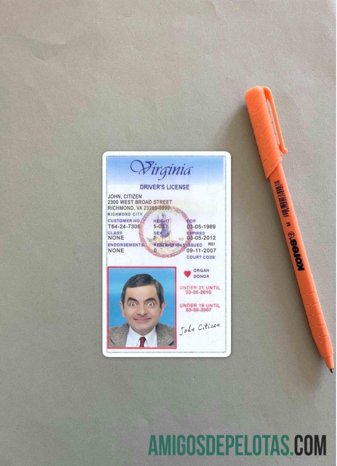 AS Virginia Surat Izin Mengemudi under 21 tampilan foto depan makering