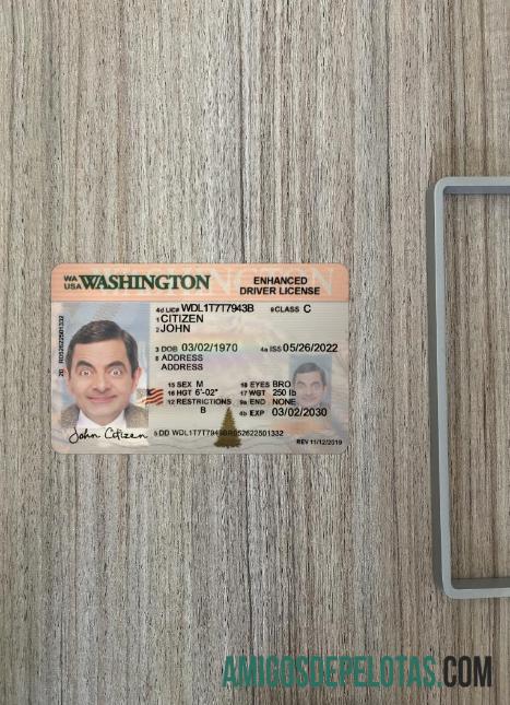 AS Washington Surat Izin Mengemudi 2022 sekarang tampilan foto depan desain