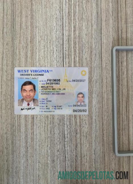 AS West Virginia Surat Izin Mengemudi 2022 sekarang tampilan foto depan makering