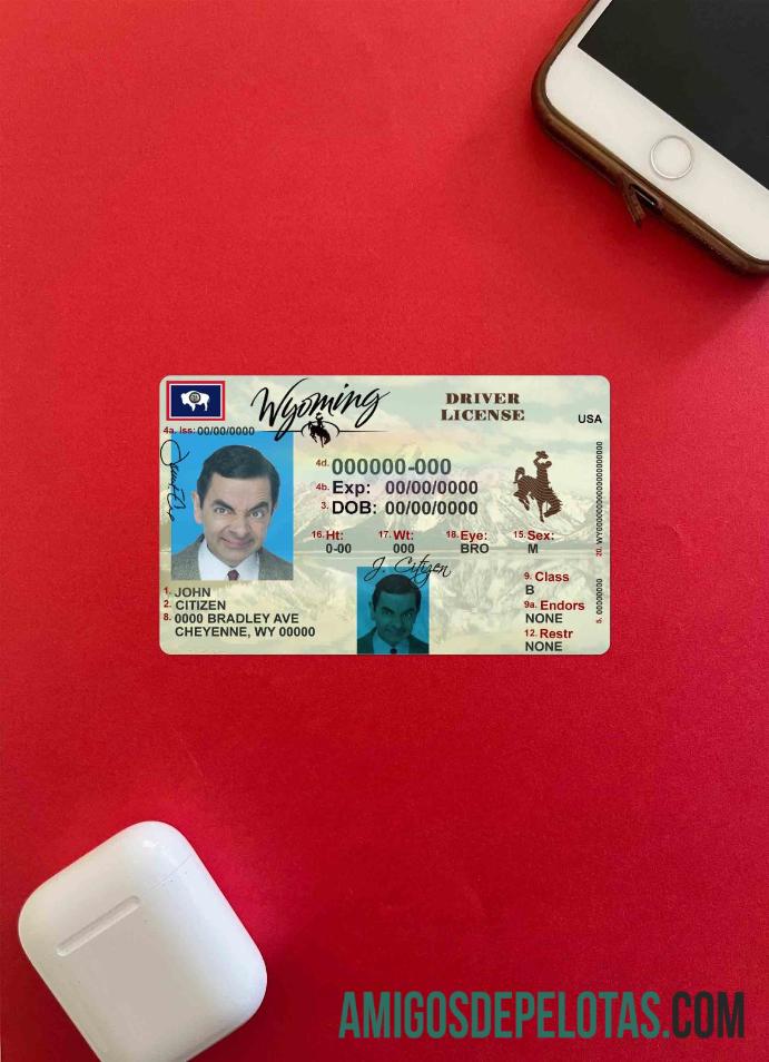 AS Wyoming state Surat Izin Mengemudi tampilan foto depan makering