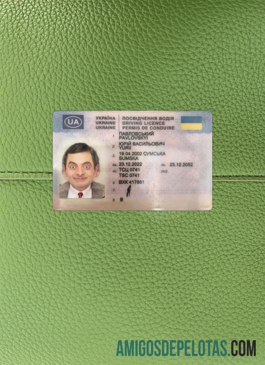 Ukraina Surat Izin Mengemudi 2022 sekarang tampilan foto depan sampel