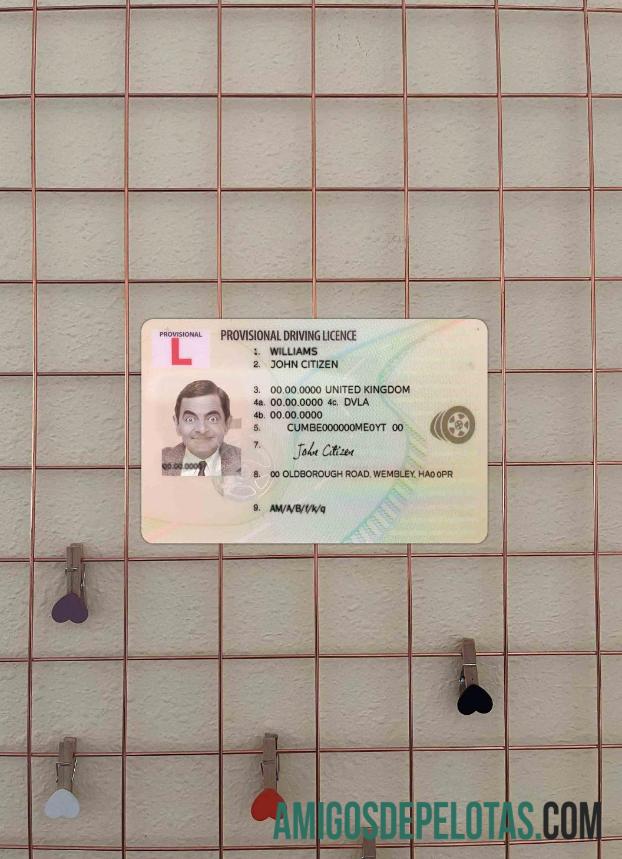 Inggris Raya provisional Surat Izin Mengemudi tampilan foto depan makering
