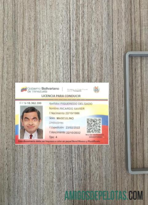 Venezuela Surat Izin Mengemudi 2022 sekarang tampilan foto depan desain