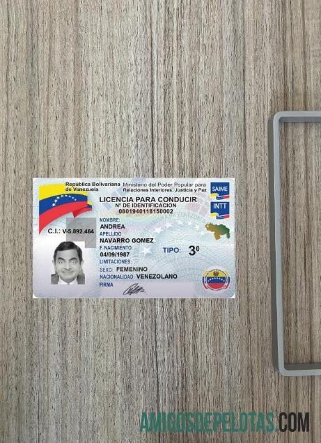Venezuela Surat Izin Mengemudi 2023 sekarang tampilan foto depan templat