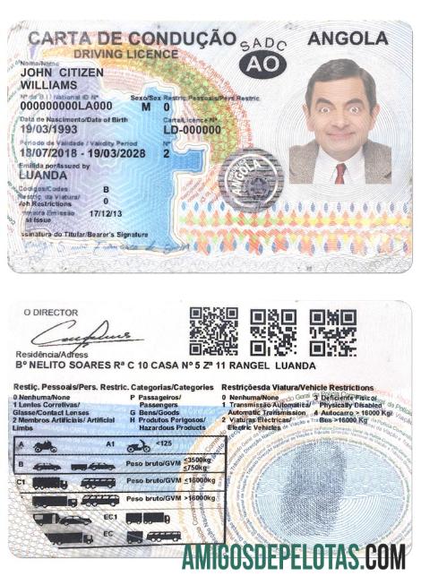 انگولا ڈرائیونگ لائسنس 2018 2028 پیش نظارہ