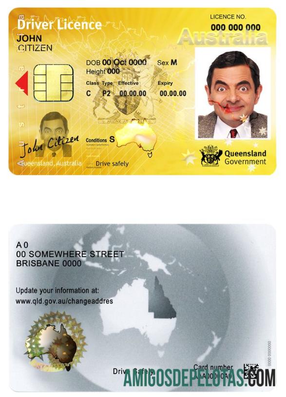 آسٹریلیا Queensland state ڈرائیونگ لائسنس ماک اپ