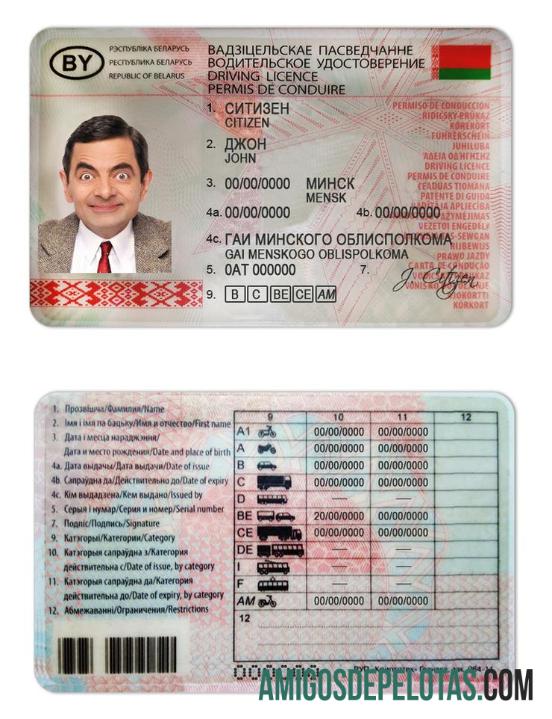 بیلاروس ڈرائیونگ لائسنس پیش نظارہ
