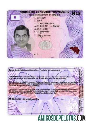 بیلجیم provisional ڈرائیونگ لائسنس نمونہ
