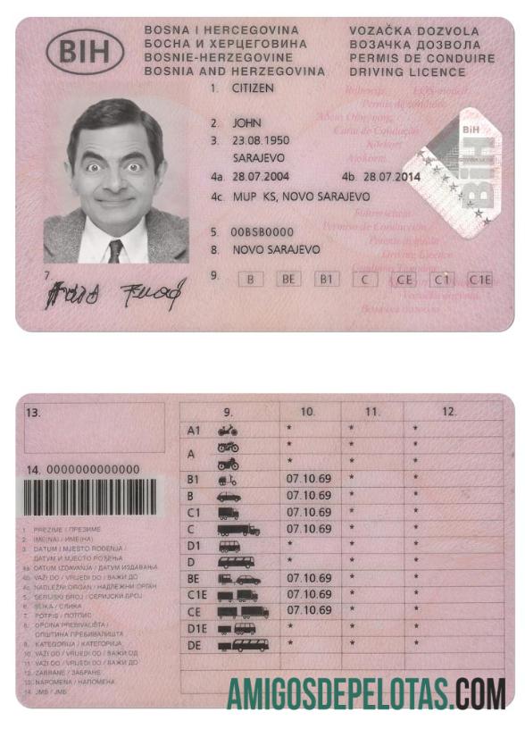 بوسنیا اور ہرزیگووینا ڈرائیونگ لائسنس پیش نظارہ