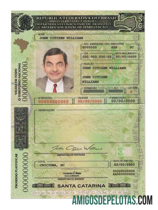 برازیل(SantaCatarina)ڈرائیونگ لائسنس ٹیمپلیٹ