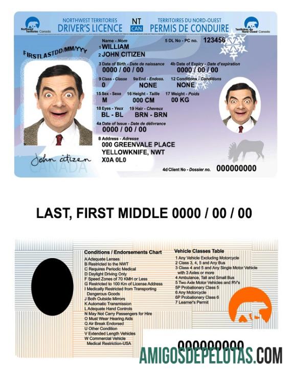 کینیڈا Northwest Territories driverΓÇÖs لائسنس ماک اپ