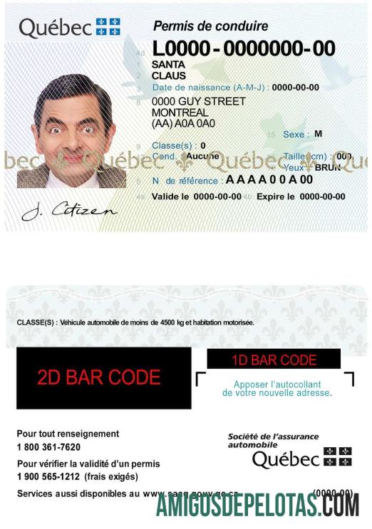 کینیڈا Quebec ڈرائیونگ لائسنس ڈیزائن