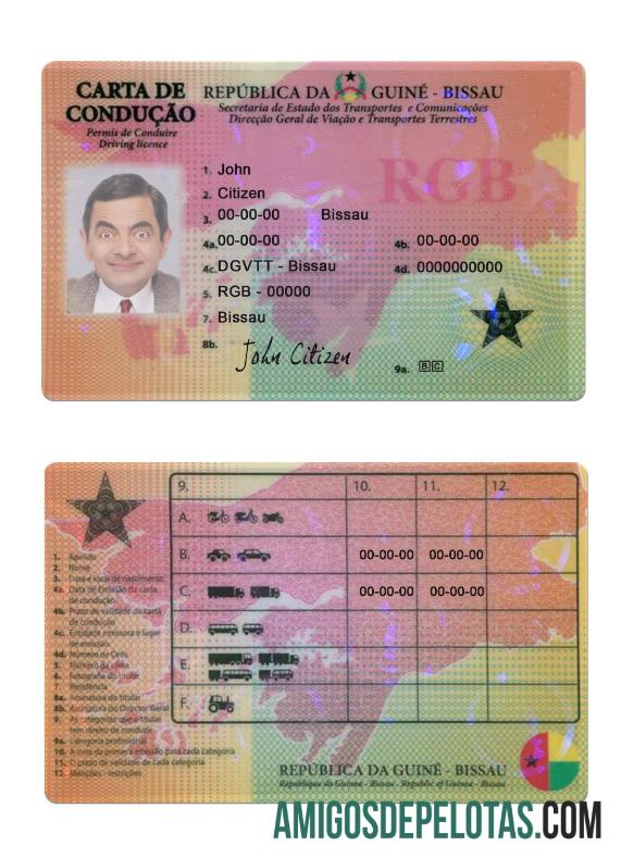 Guine Bissau ڈرائیونگ لائسنس ٹیمپلیٹ