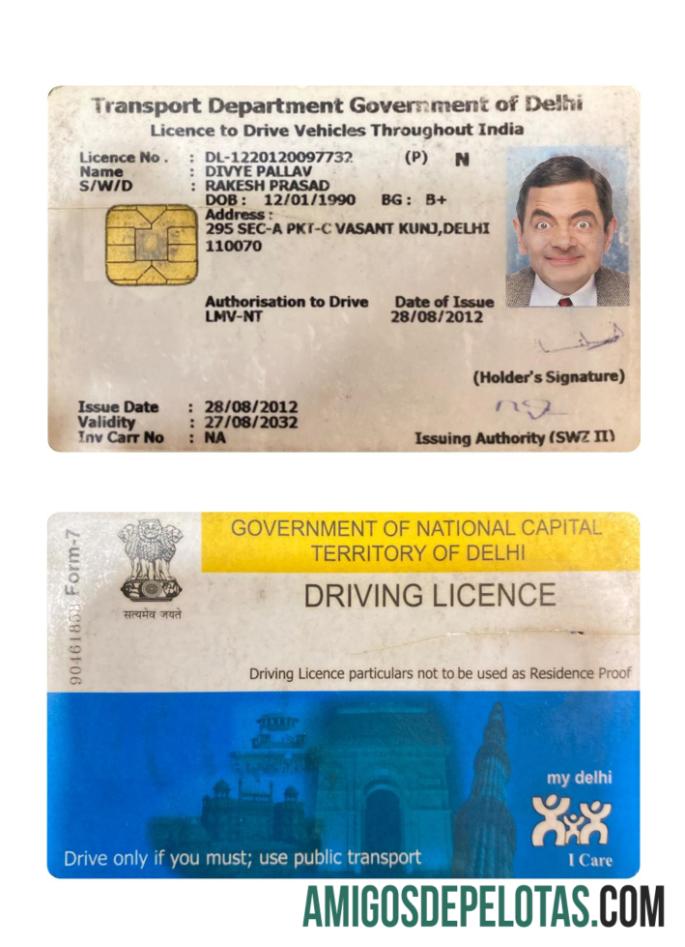 بھارت Delhi ڈرائیونگ لائسنس پیش نظارہ