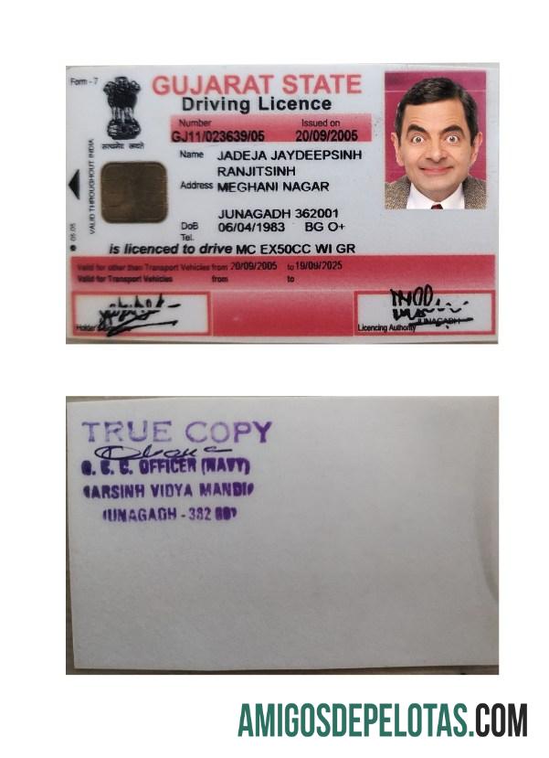 بھارت Gujarat state ڈرائیونگ لائسنس ماک اپ