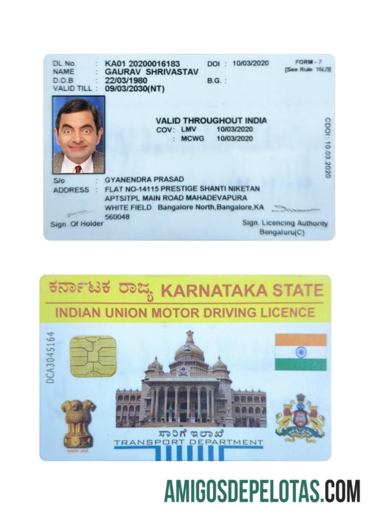 بھارت Karnataka state motor ڈرائیونگ لائسنس ماک اپ