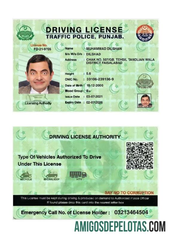 بھارت Punjab ڈرائیونگ لائسنس 2021 موجودہ ماک اپ