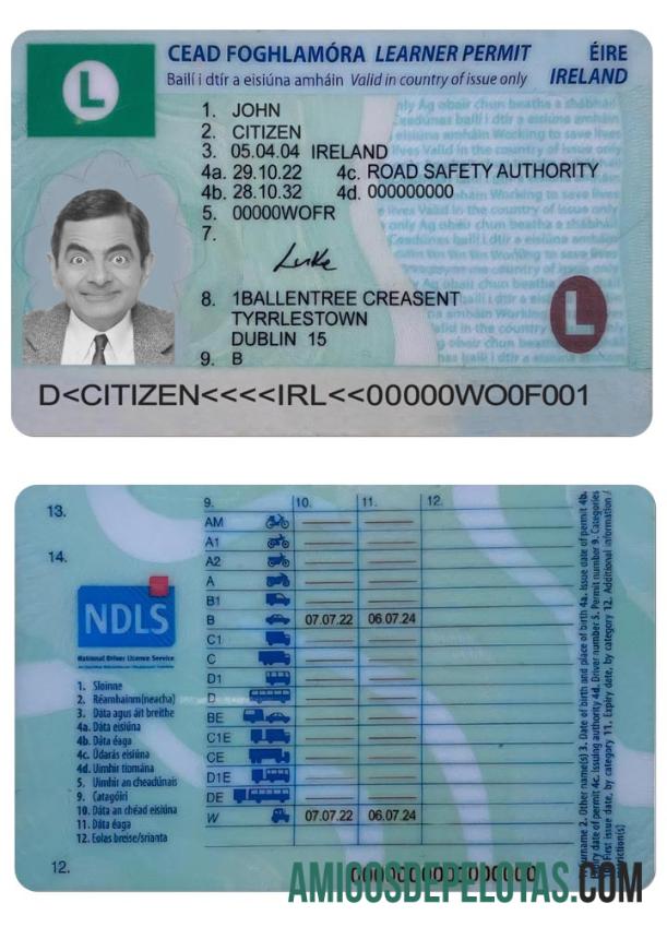 آئرلینڈ ڈرائیونگ لائسنس (learner اجازت) 2022 موجودہ ڈیزائن