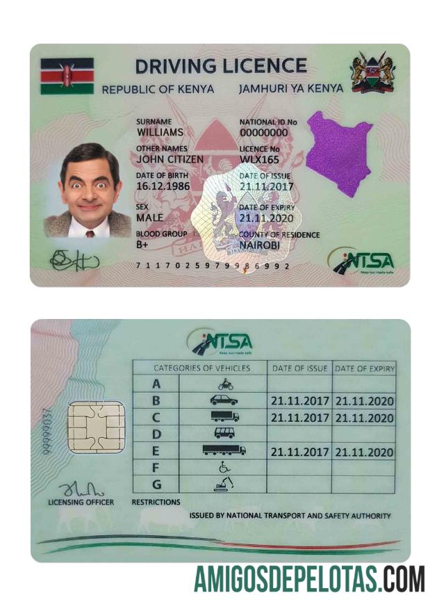کینیا ڈرائیونگ لائسنس ماک اپ