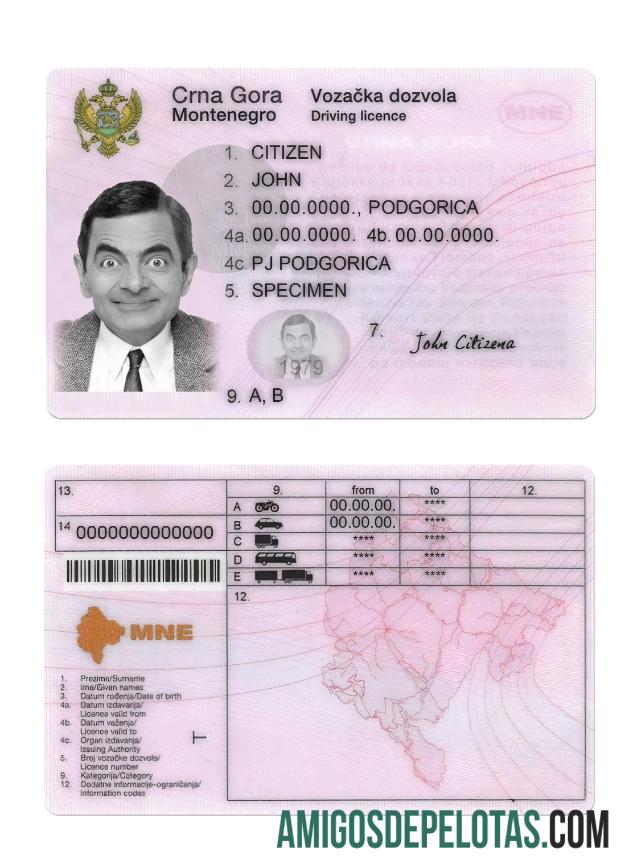 مونٹینیگرو ڈرائیونگ لائسنس پیش نظارہ