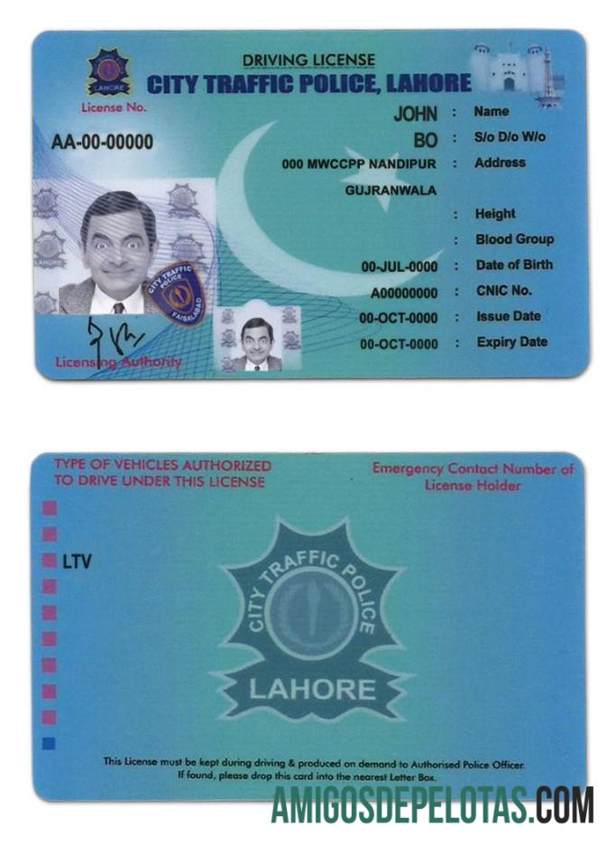 پاکستان City Traffic Police Lahore driver لائسنس پیش نظارہ